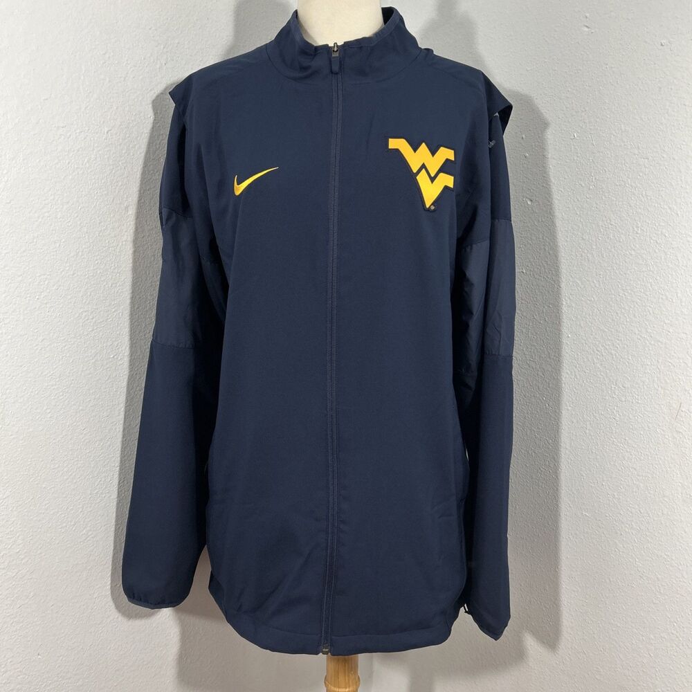 Nike Dri Fit Jacket Men Medium Navy Swoosh West Virginia Mountaineers Windbraker
